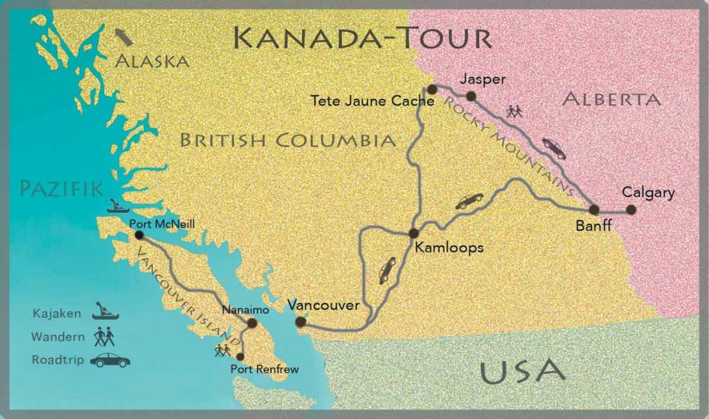 Karte der Kanada-Reise