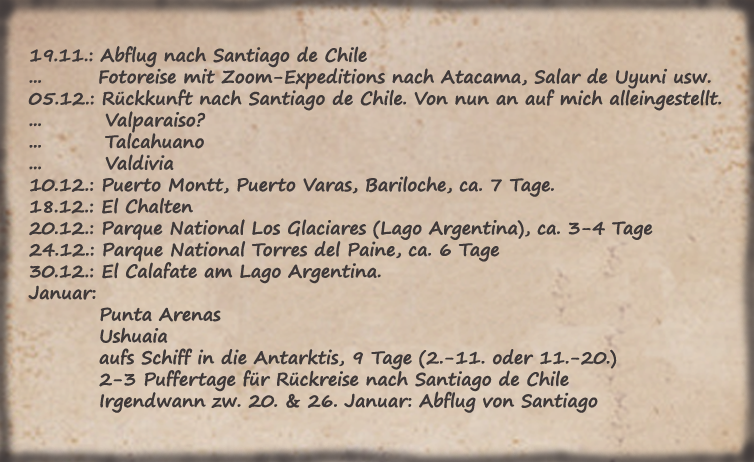 Tourplanung Südamerika
