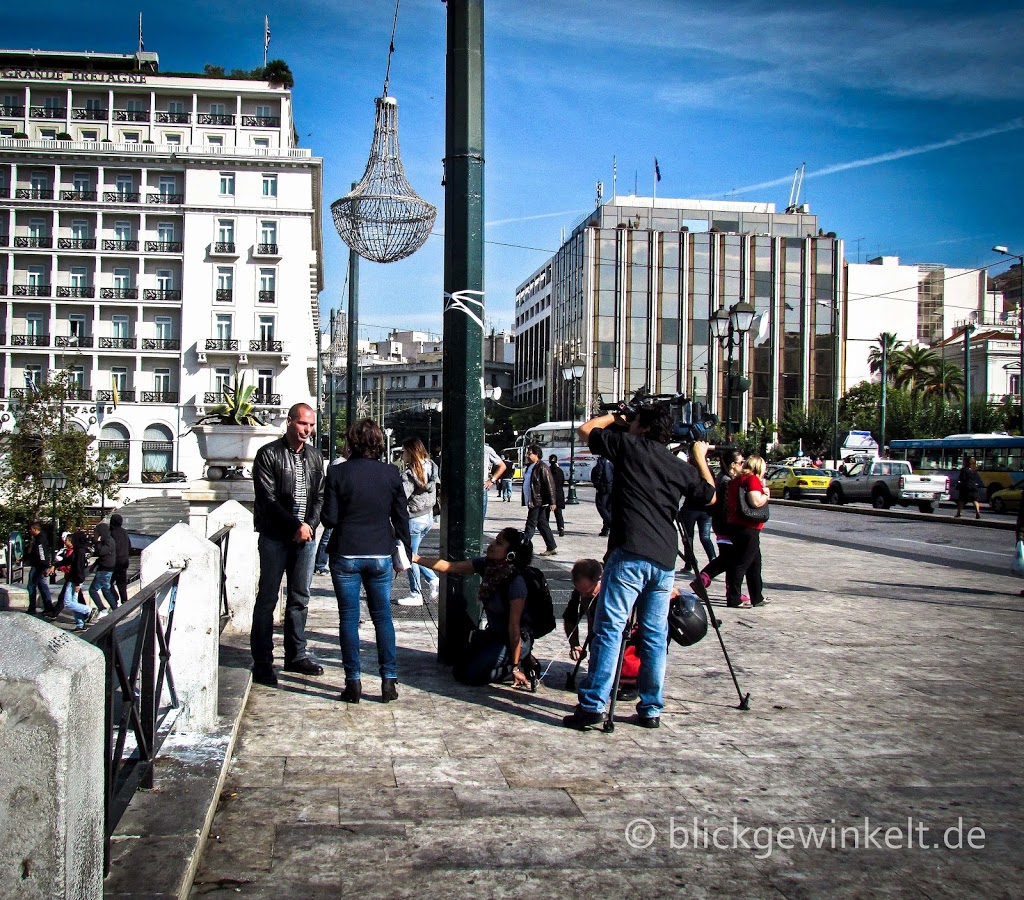 Fernseh-Interview am Syntagma-Platz