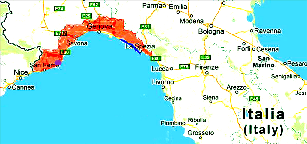 Karte Ligurien
