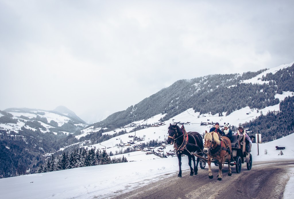 Pferdekutsche in den Kitzbueheler Alpen im Alpbachtal