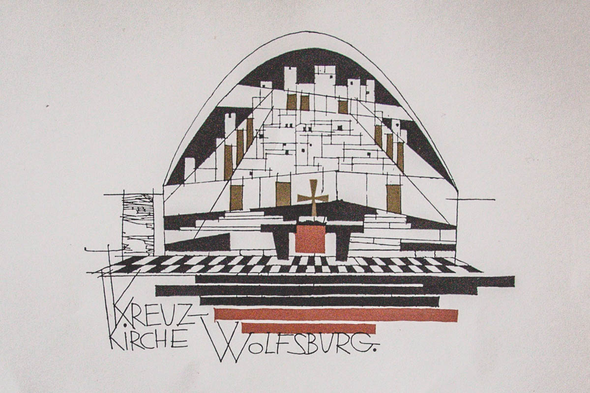 Zeichnung Kreuzkirche Wolfsburg
