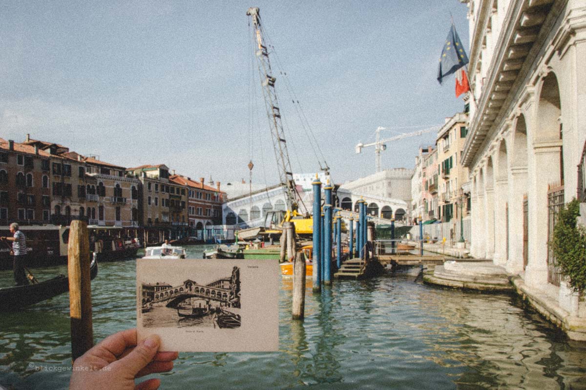 Venedig Postkarte Rialto Brücke