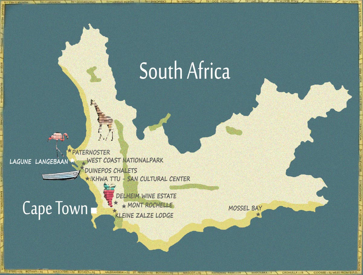 Map Western Cape Southafrica, Karte Westkap Südafrika