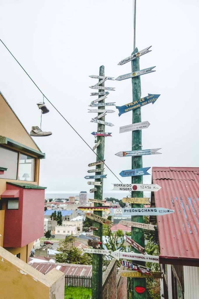 Internationaler Wegweiser in Punta Arenas