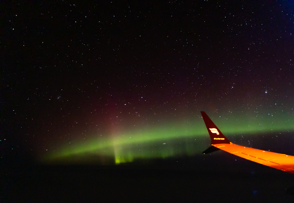 Polarlichter aus dem Flugzeug