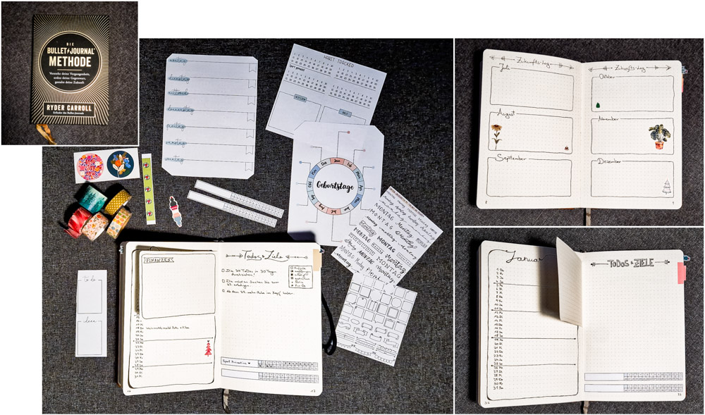 Verschiedene Zutaten für ein Bullet Journal