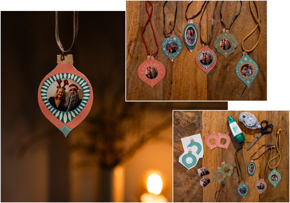 Weihnachtsbaumanhänger aus Papier mit Fotos